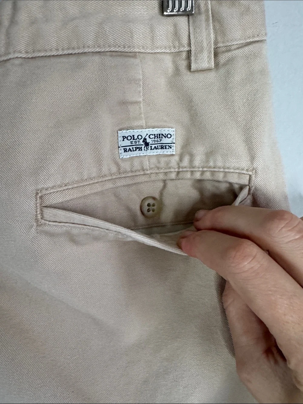 Polo Ralph Lauren Chino Andrew Pant Pleated Beige Khaki Men’s Approx. 40x29 - Picture 9 of 12